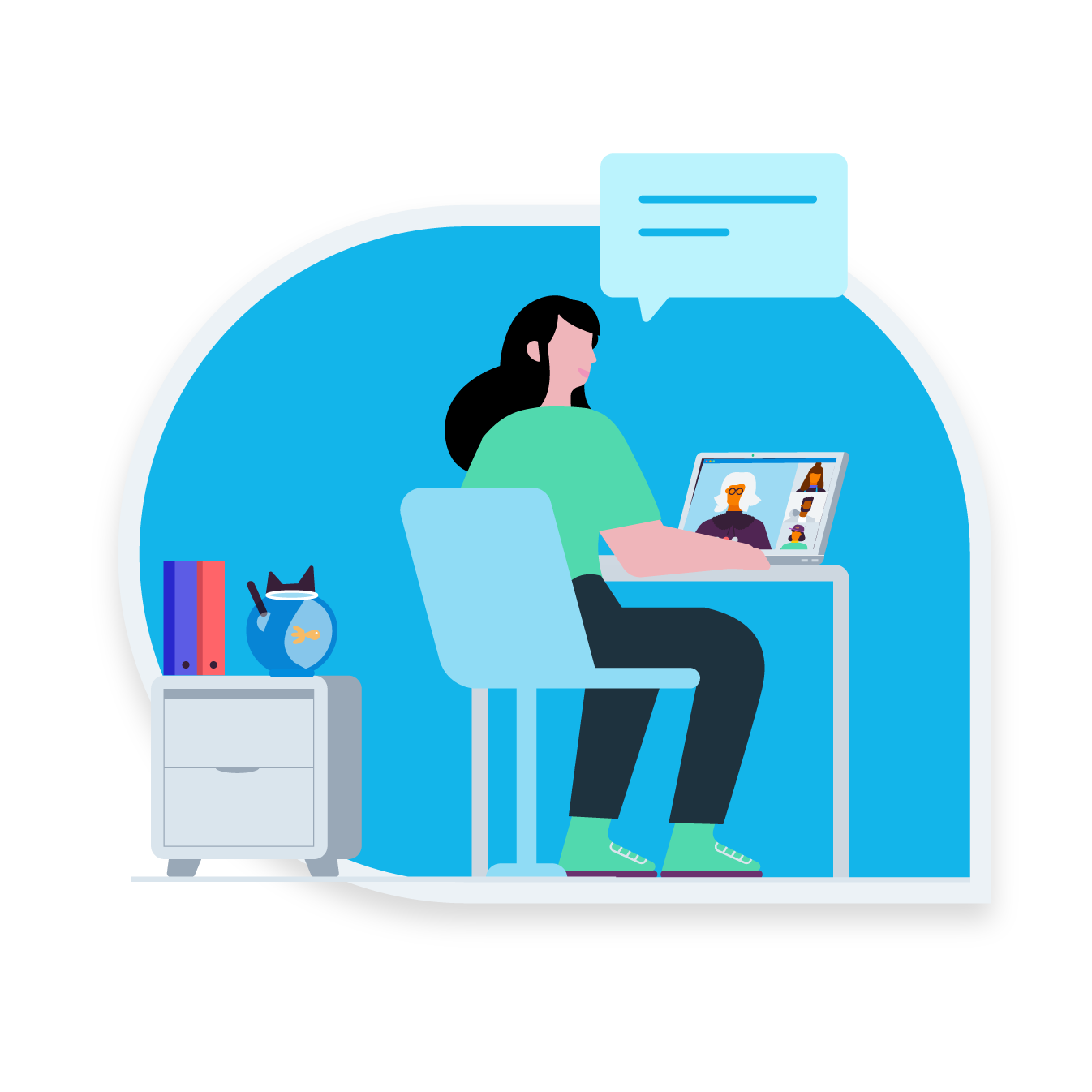Illustration of person on laptop