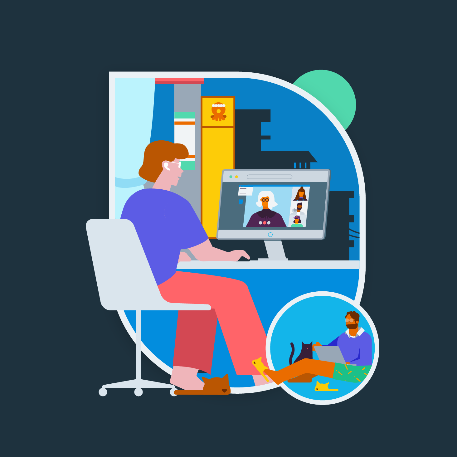 Illustration of person enjoying Xero Virtual Roadshow Asia 2022 from home