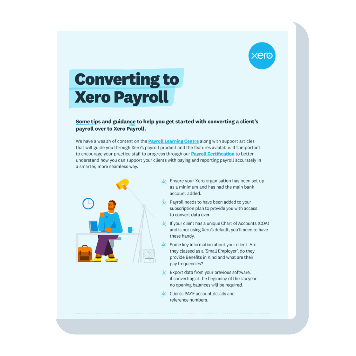 Cover of the guide for converting to Xero Payroll.