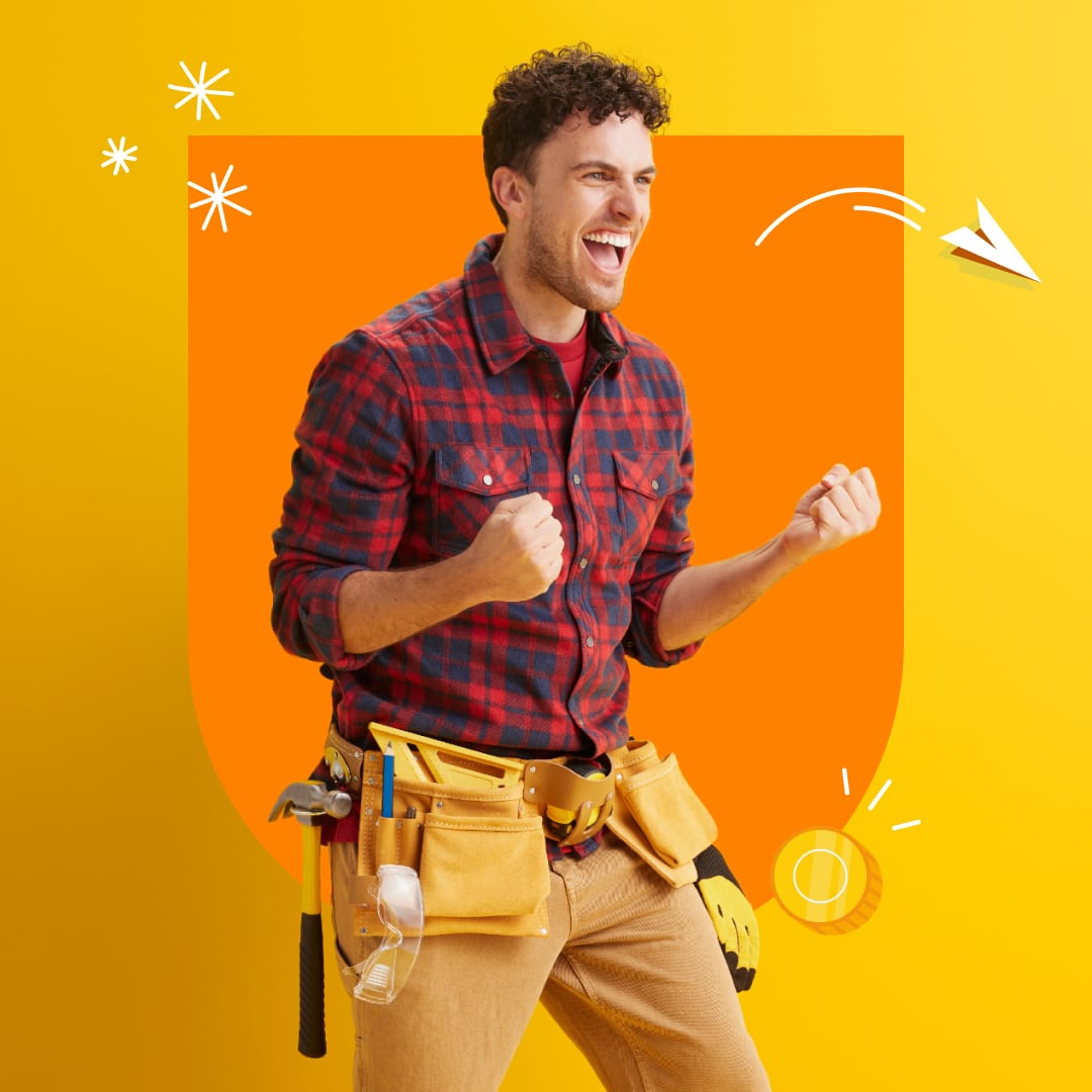 Image of a construction worker celebrating