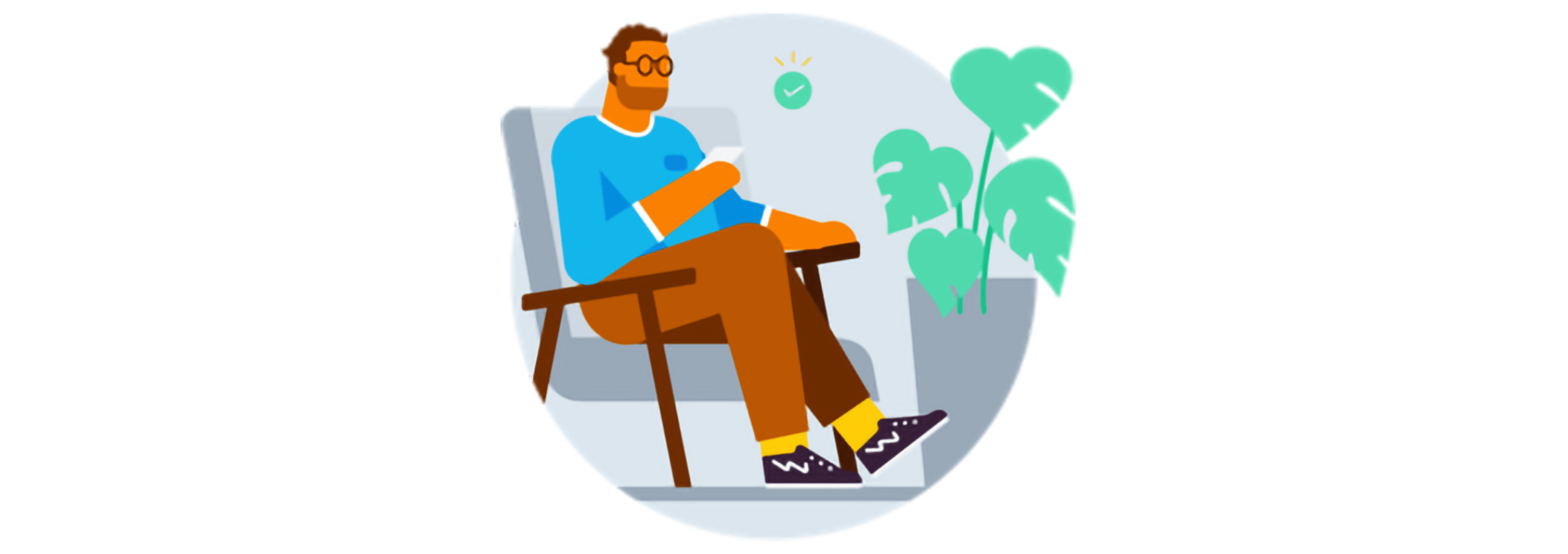 A person relaxes in an armchair to focus on their health and wellbeing.