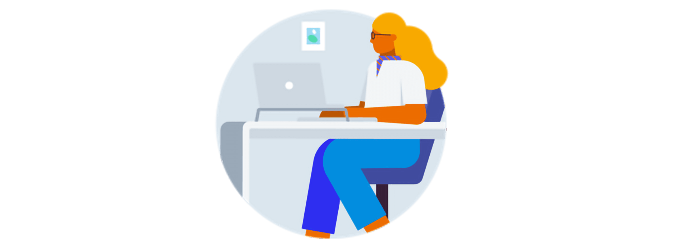 A business leader sits at their laptop.