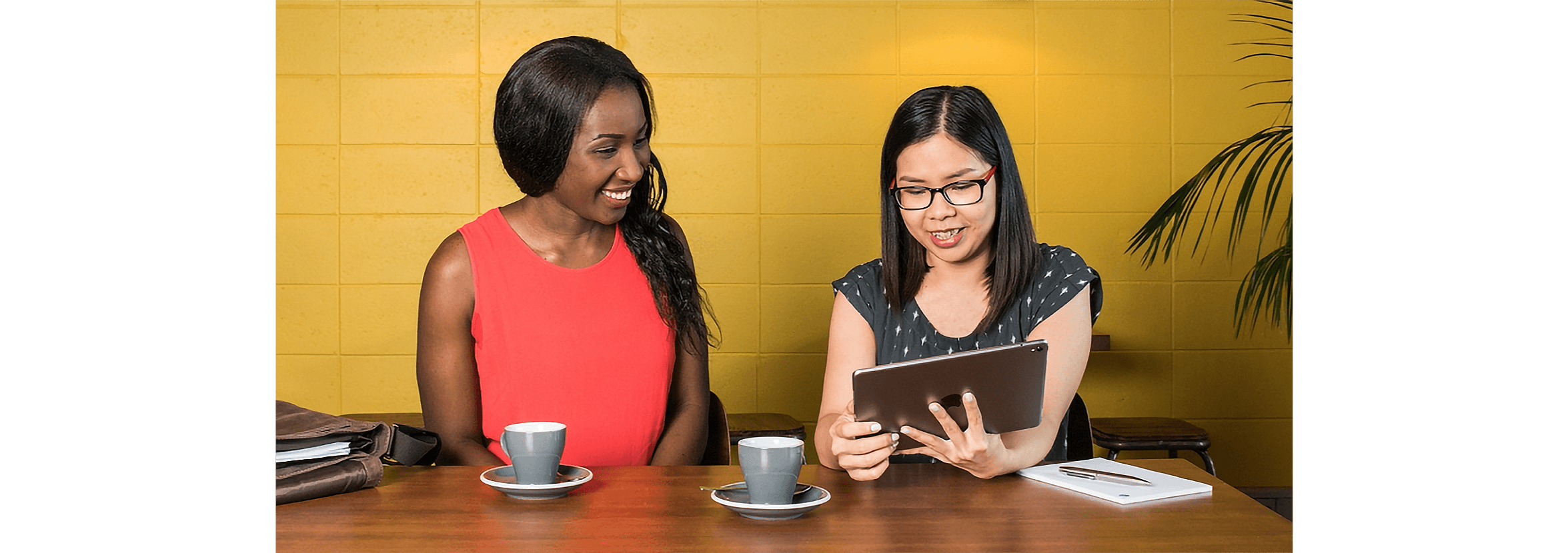 An accountant demonstrates Xero to a client in a meeting room. 