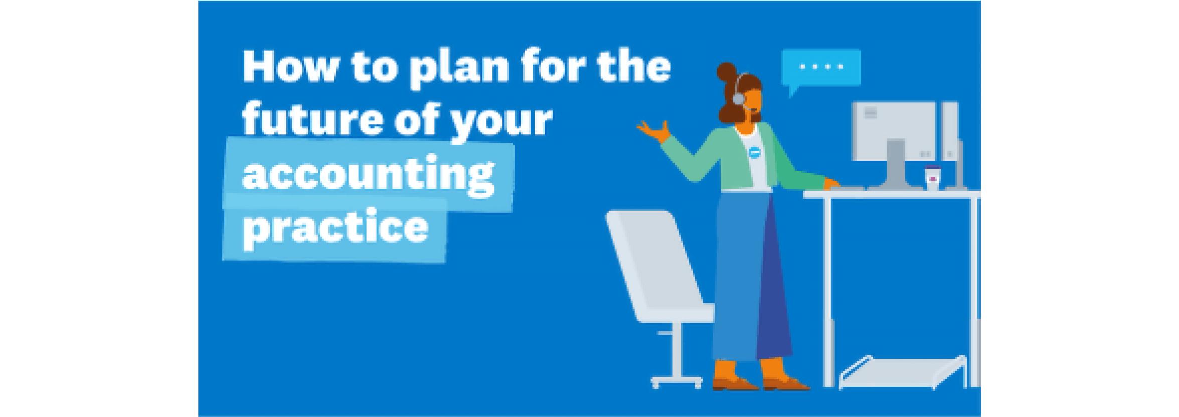 An accountant working at a standing desk in an online planning meeting.