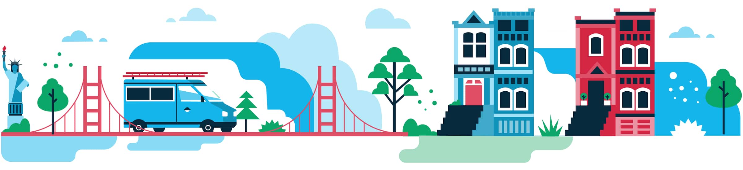 A header image for Xero’s San Francisco office, in the USA, shows some of the city’s best-known landmarks and attractions.