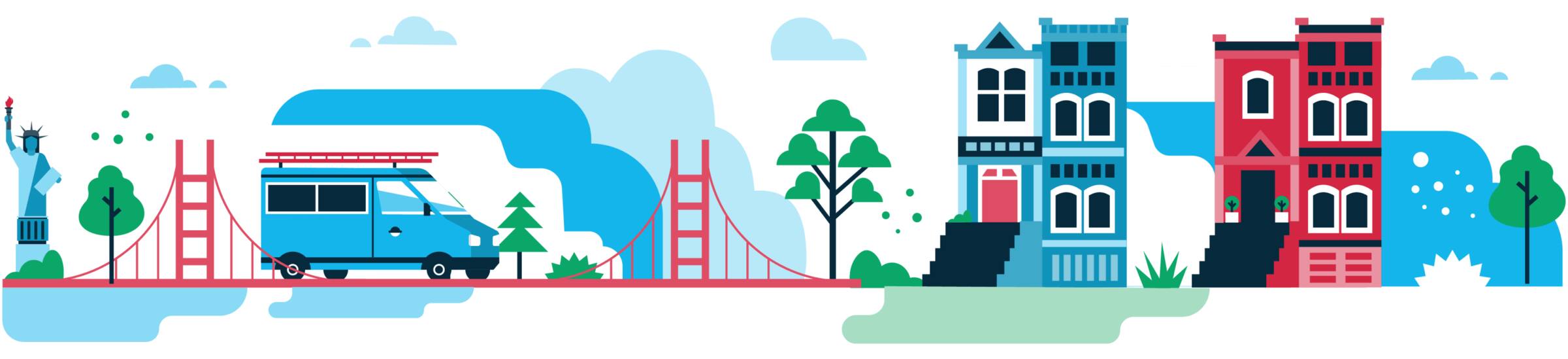 A header image for Xero’s San Francisco office, in the USA, shows some of the city’s best-known landmarks and attractions.