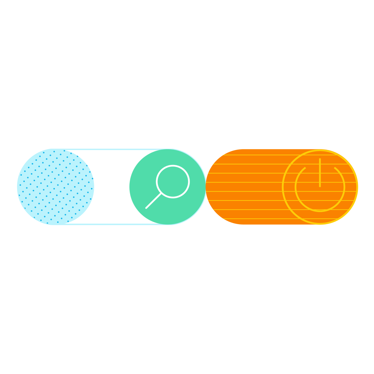 Slide buttons for magnification and power on.