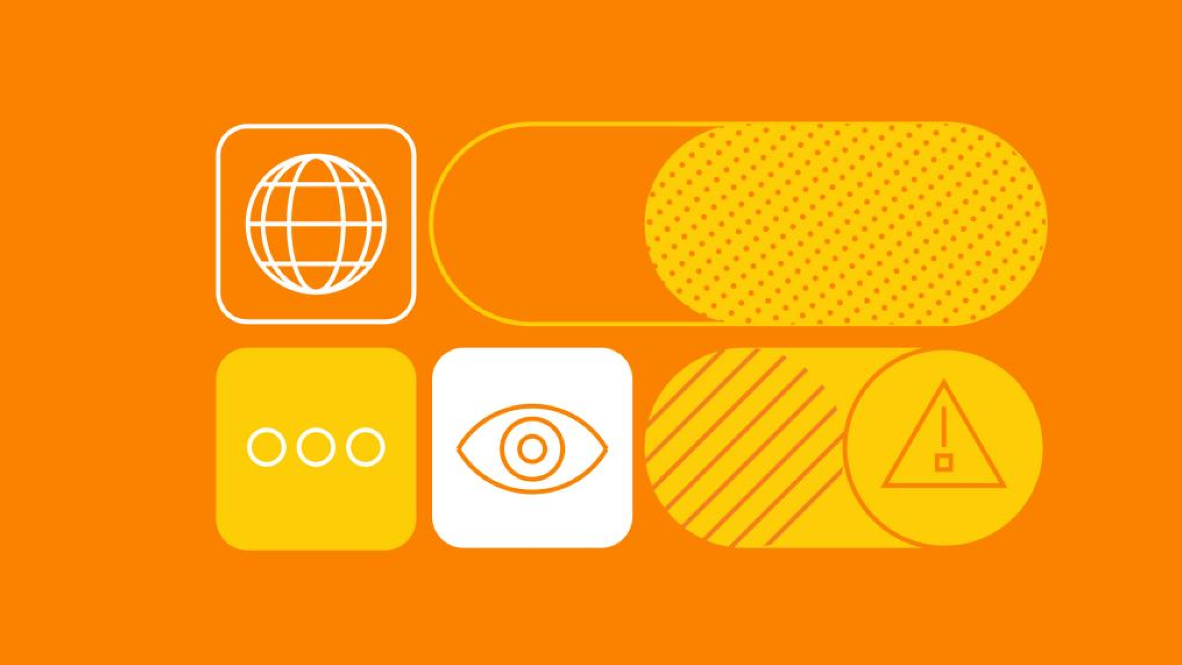 Yellow patterns and symbols against an orange background.