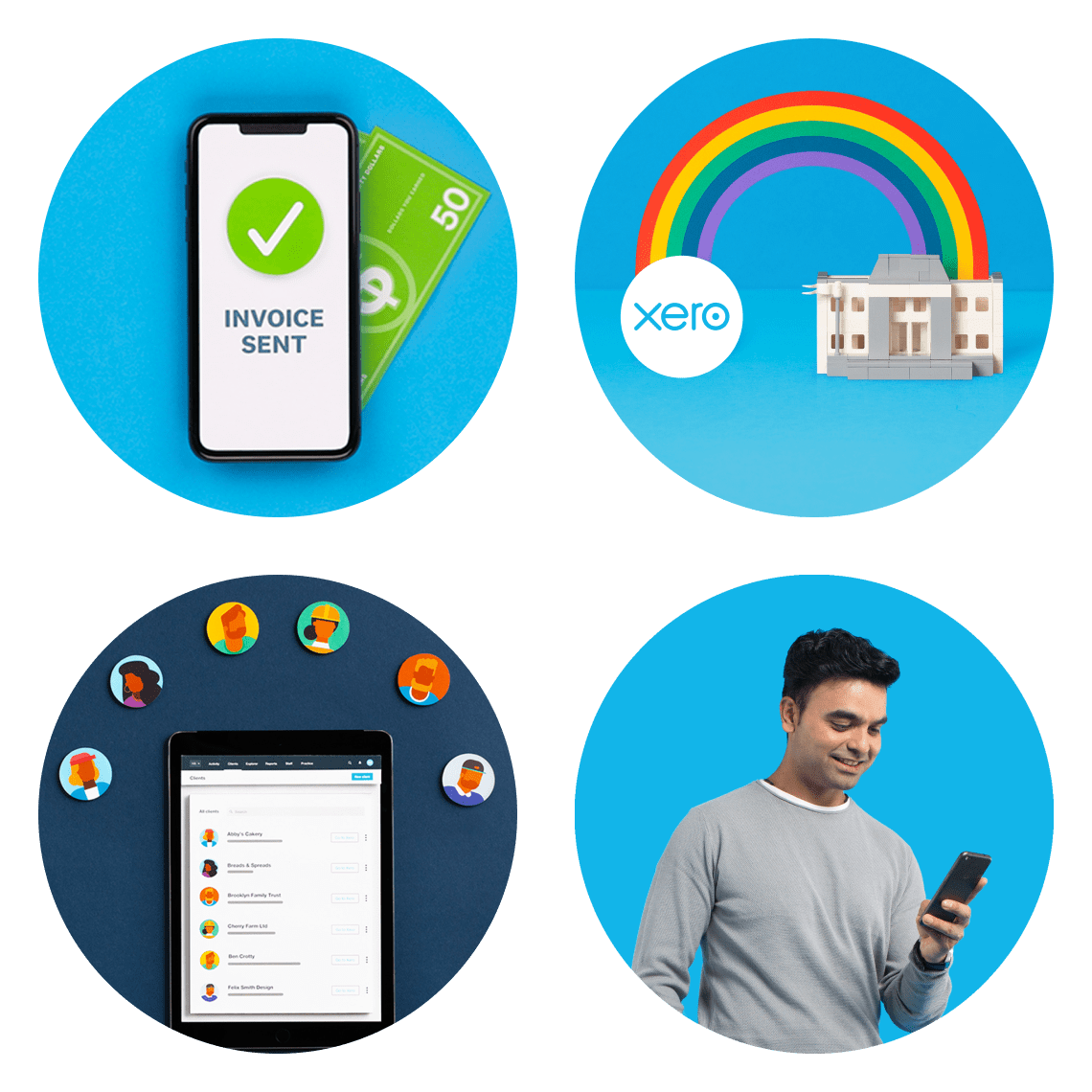 A mobile phone showing an invoice sent and received through Xero’s app.