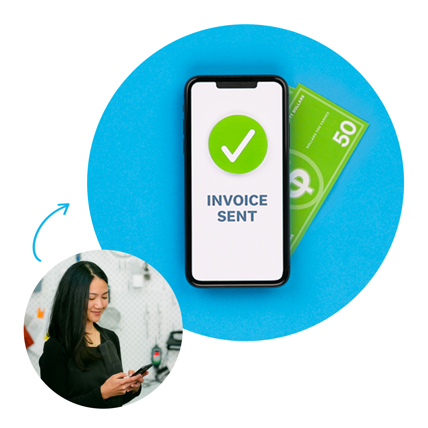 A Xero user adds items to invoices using the stock control system.