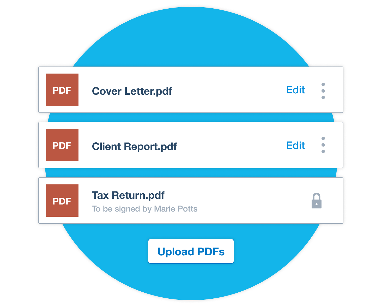 Xero reports, PDF documents, and a tax return are included in a document.