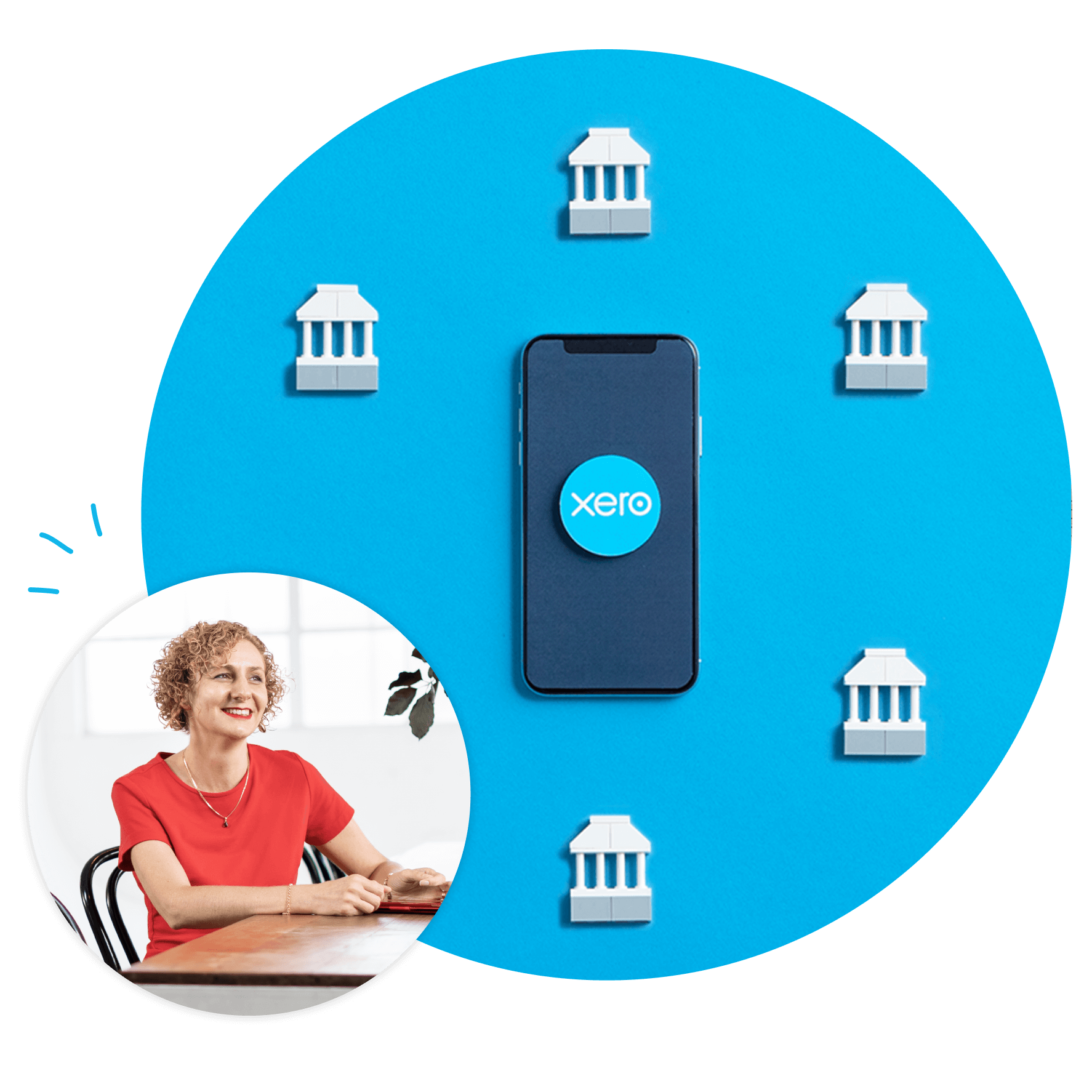 Xero connected to banks while a lady works