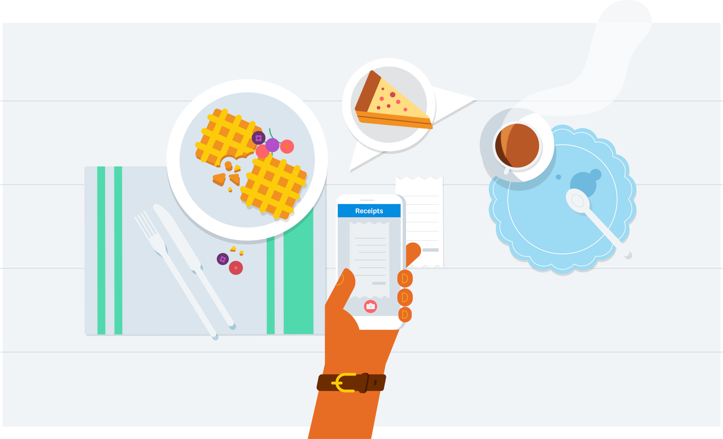 A customer uses a mobile to record and organize expenses with Xero’s small business expense software.