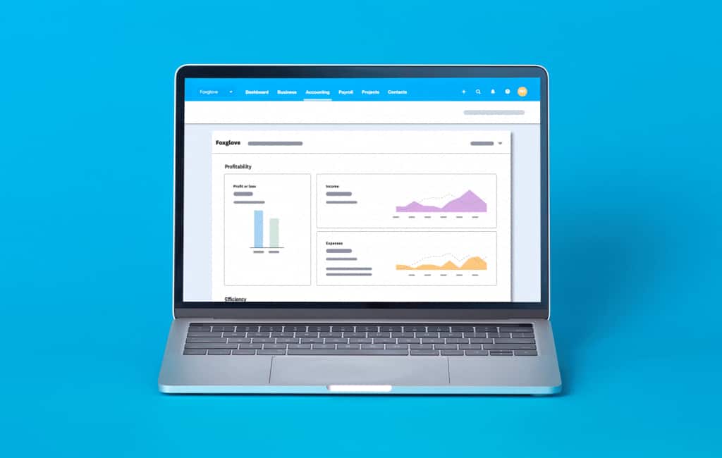 Xero’s cash flow forecasting dashboard on a laptop screen.