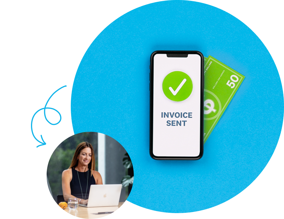 A person sends an invoice from Xero as shown on a mobile phone