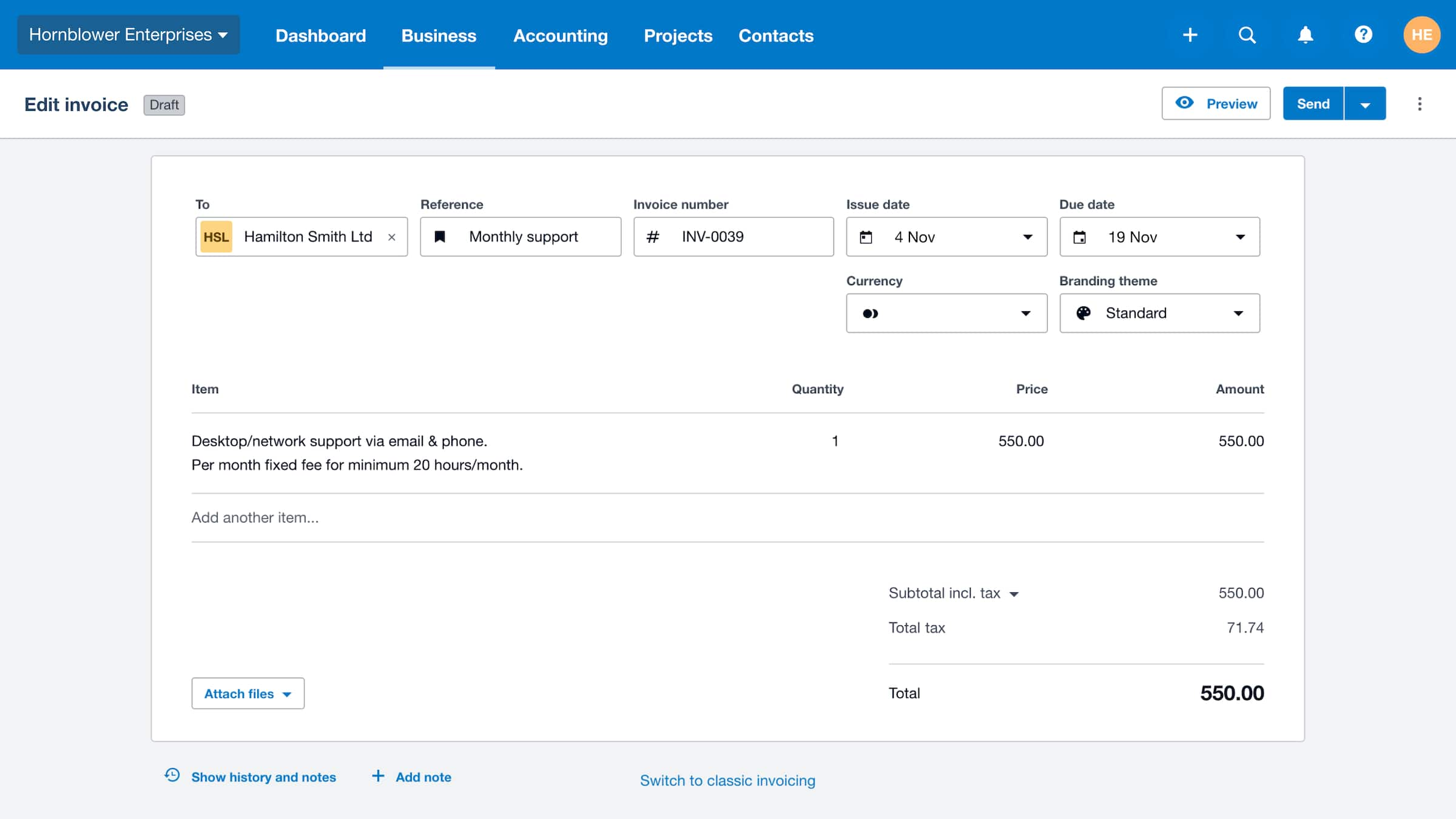 Xero Custom Invoice Template