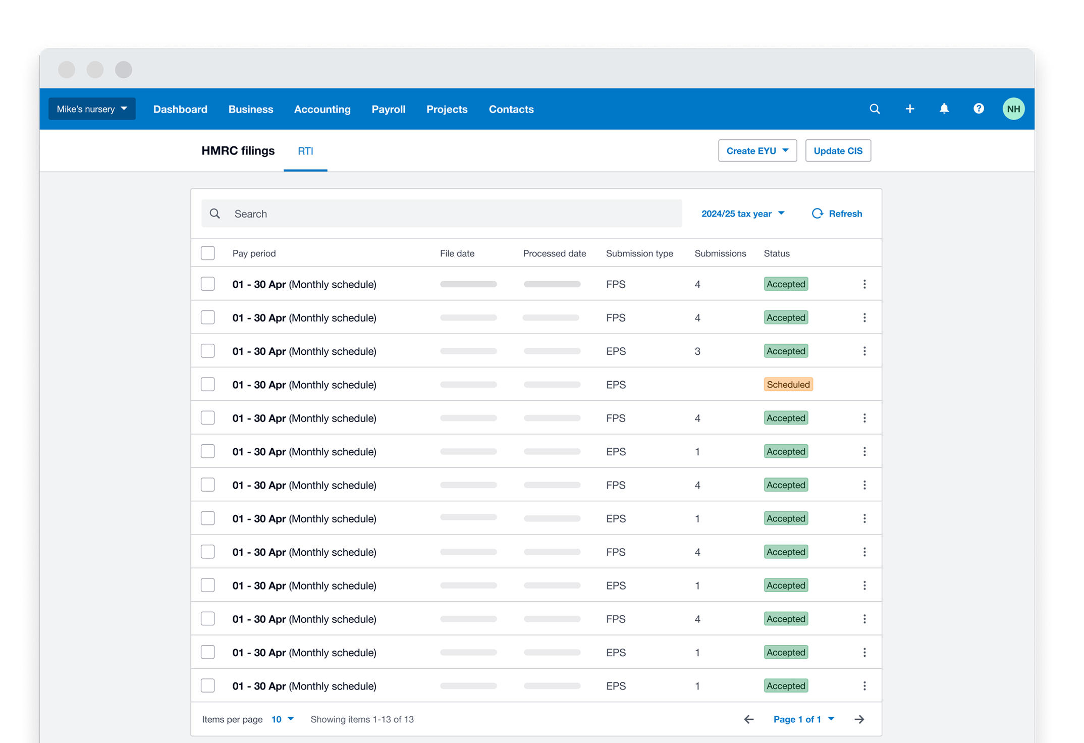 A display of payroll software shows on a screen.