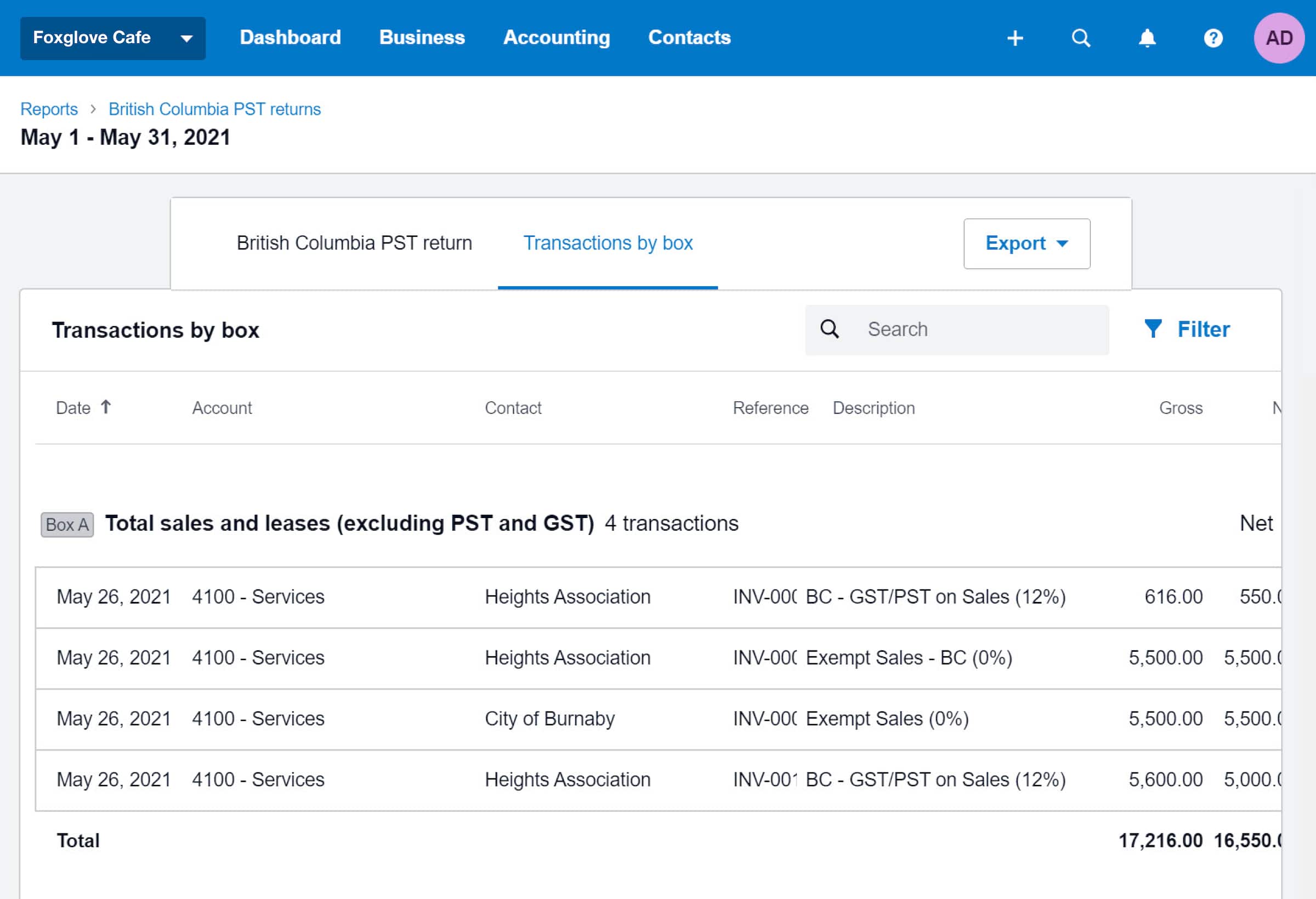 Canadian provincial sales tax reports Xero CA