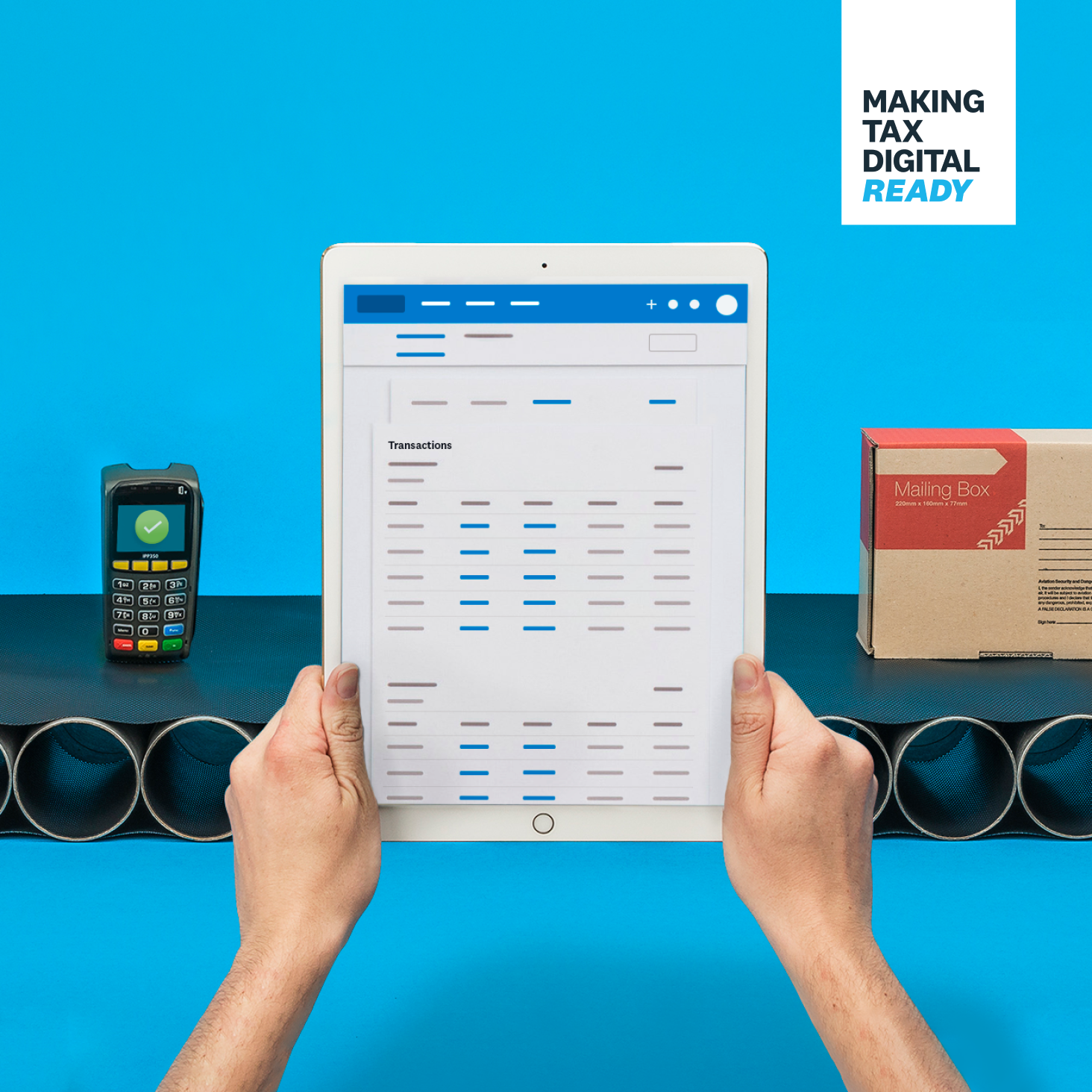 Tablet showing a VAT return online. Displays breakdown of the transactions that make up VAT totals.