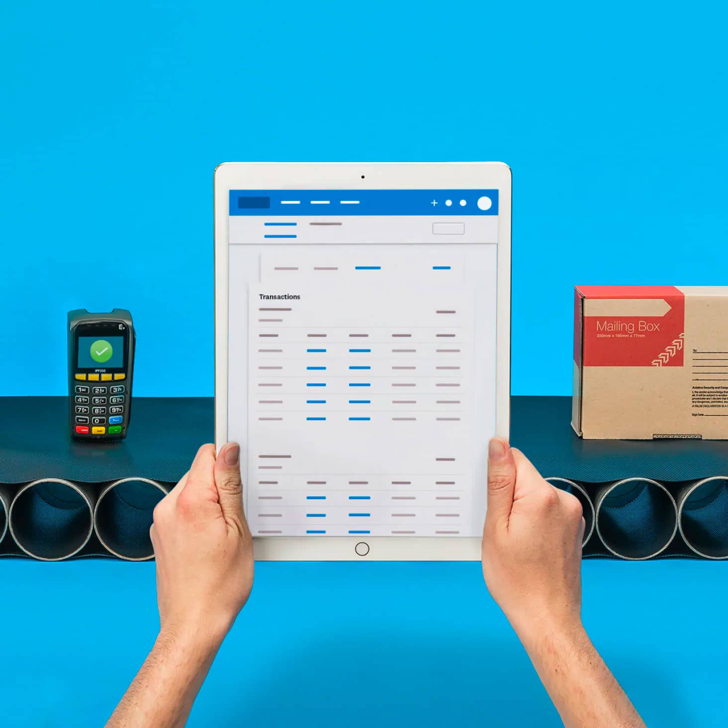Person holds tablet while looking at VAT returns through Xero.