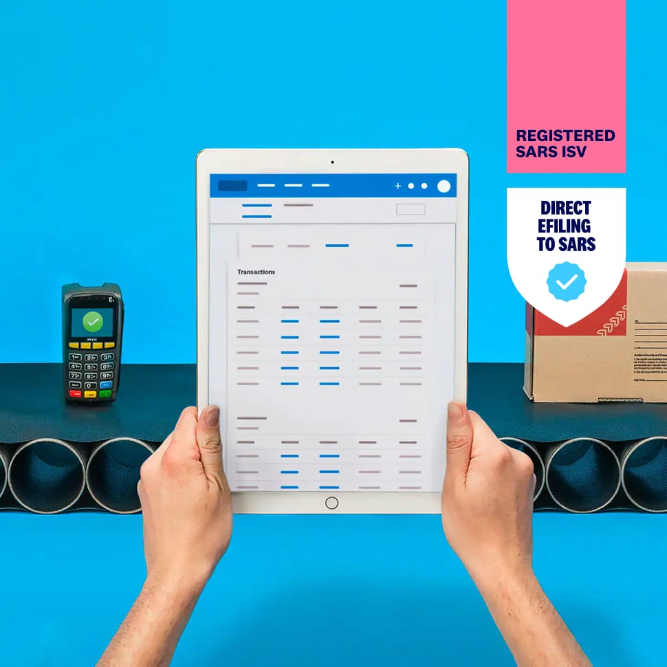 Person holds tablet while looking at VAT returns through Xero.