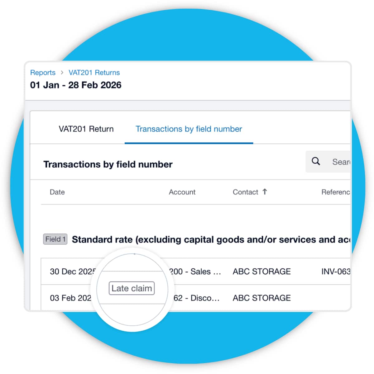 A list of VAT rates using Xero VAT software. Shows the pre-set standard rates highlighted.