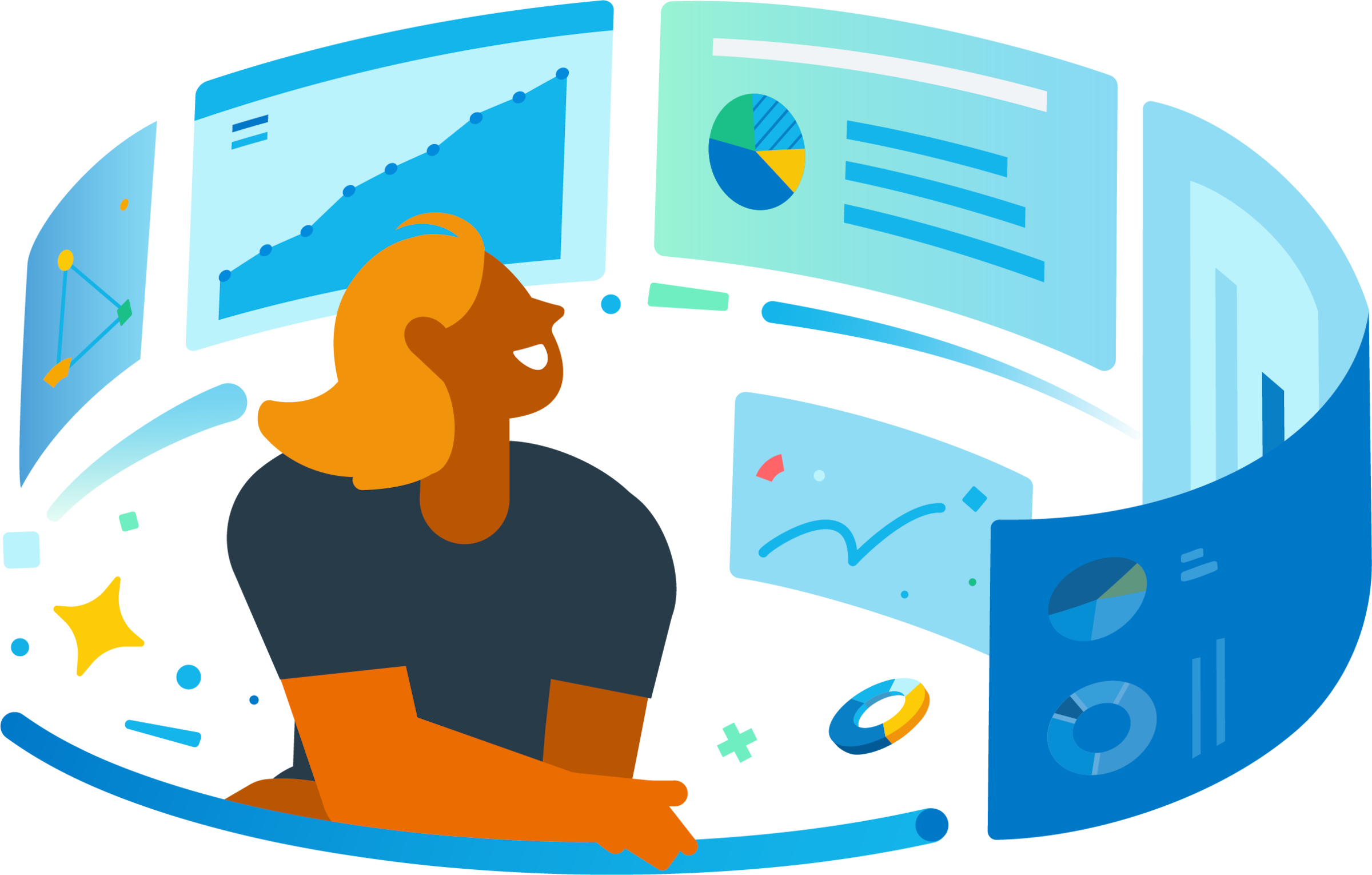Woman looking at different graphs.