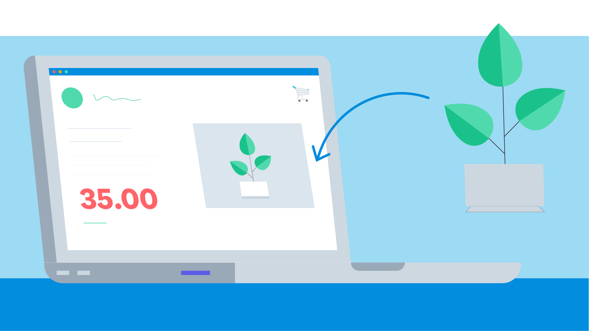 An open ecommerce store dashboard displays an item for sale.