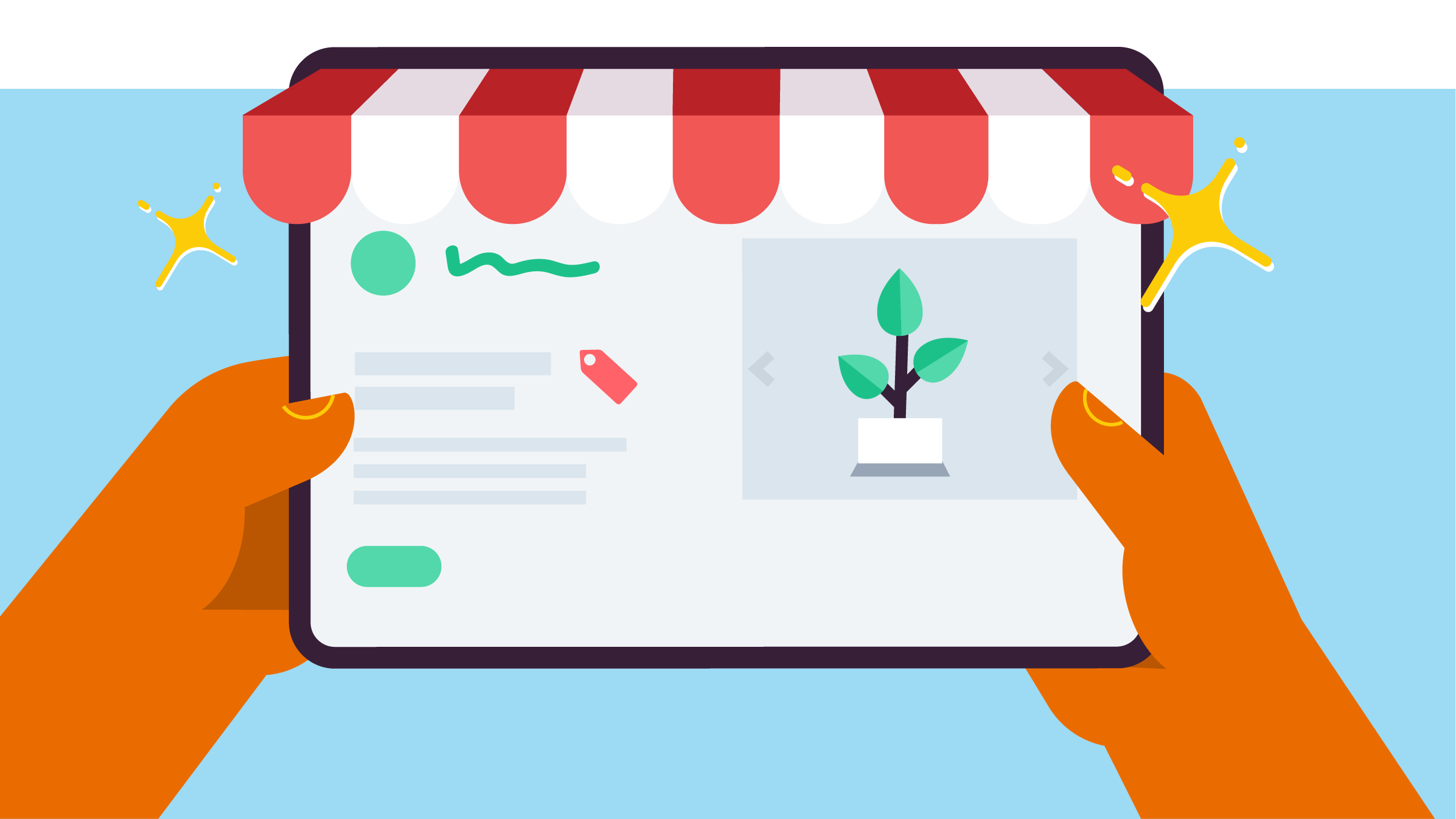 Someone navigating an ecommerce platform on a tablet device.