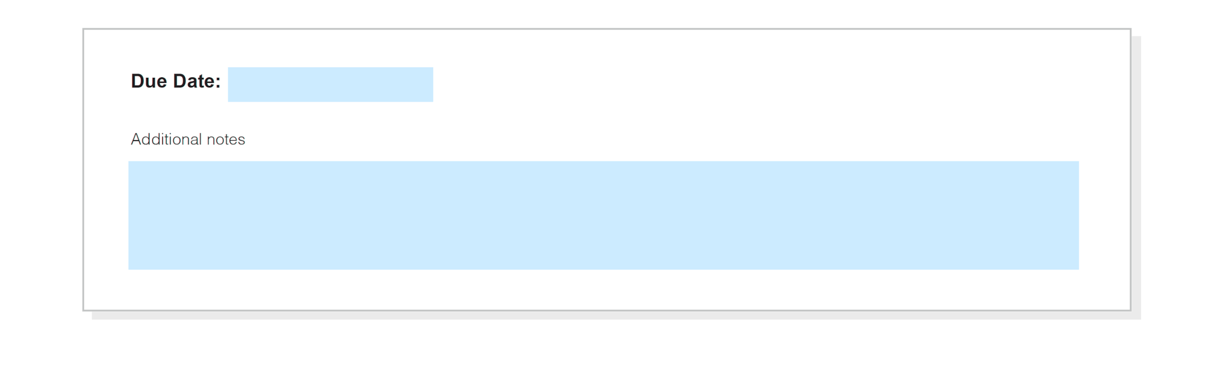 Bottom section of an invoice showing due date and space for additional notes.