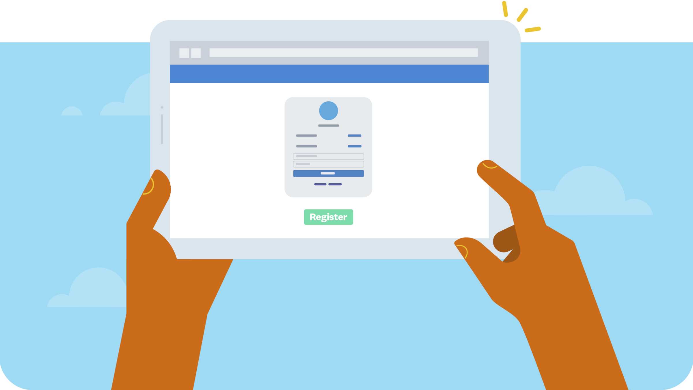 Illustration of person using tablet to submit VAT return