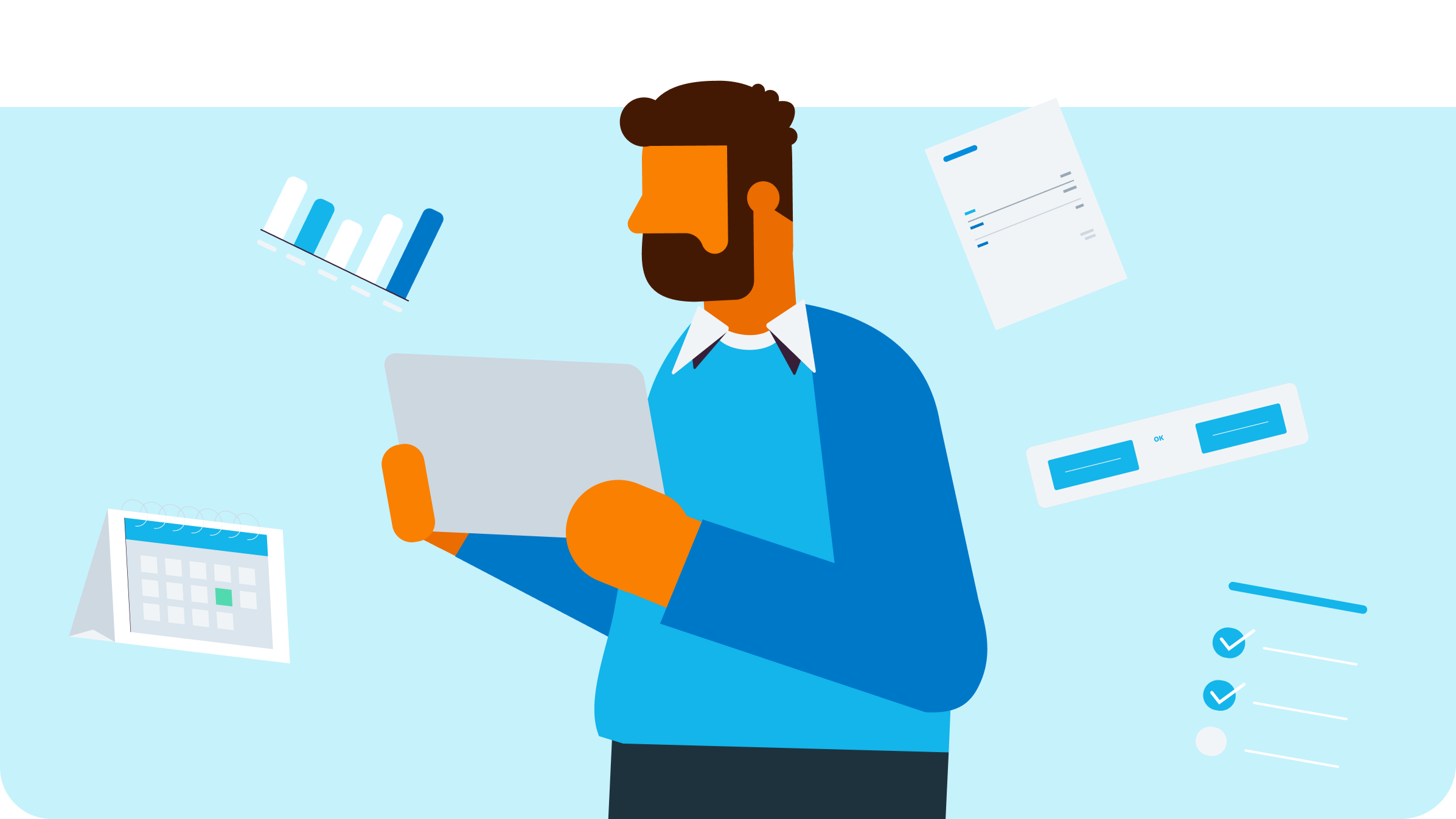 A man works on his laptop.