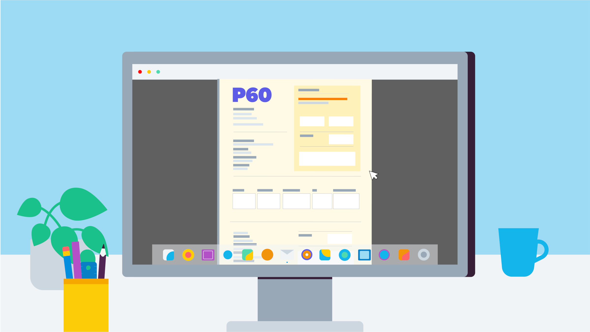 Desktop with P60 on screen.