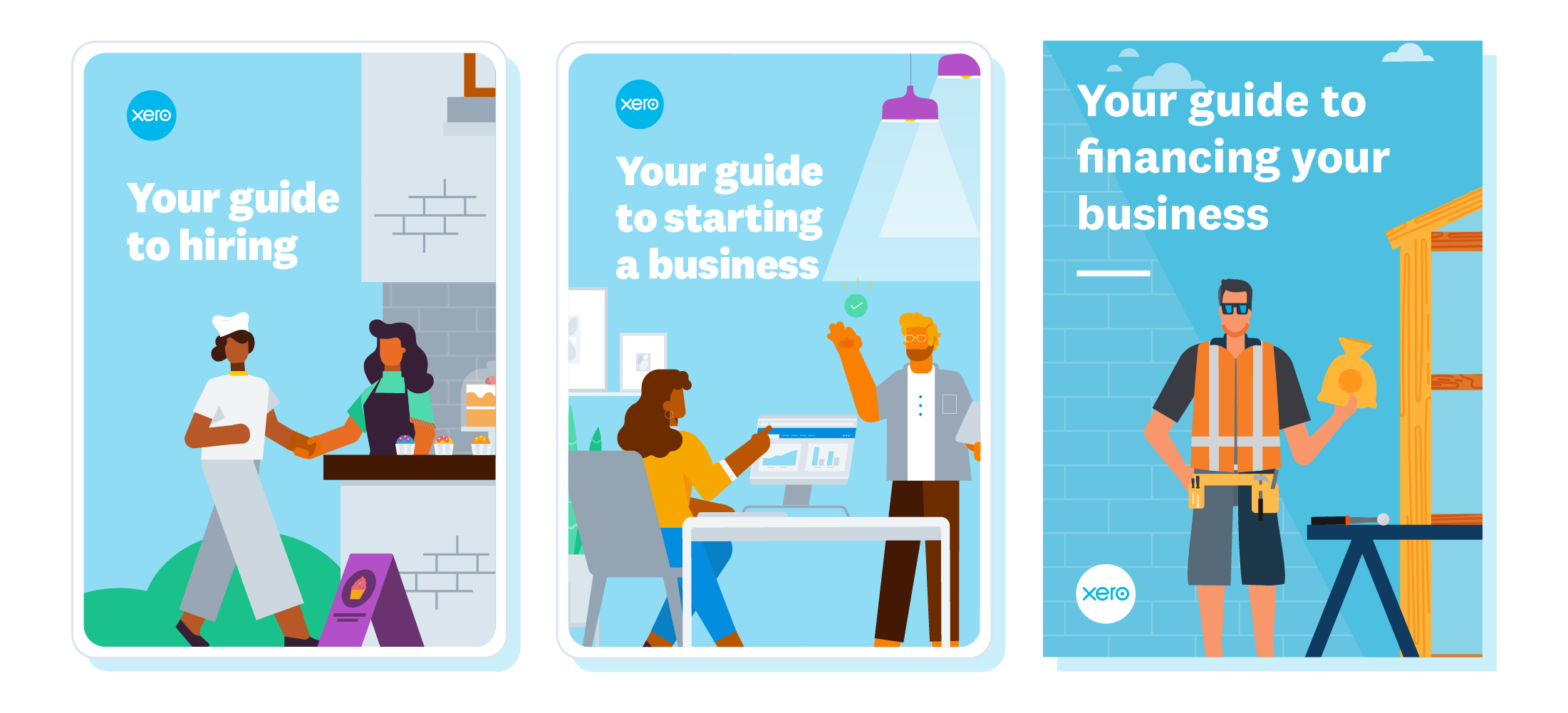 The covers of three small business guides