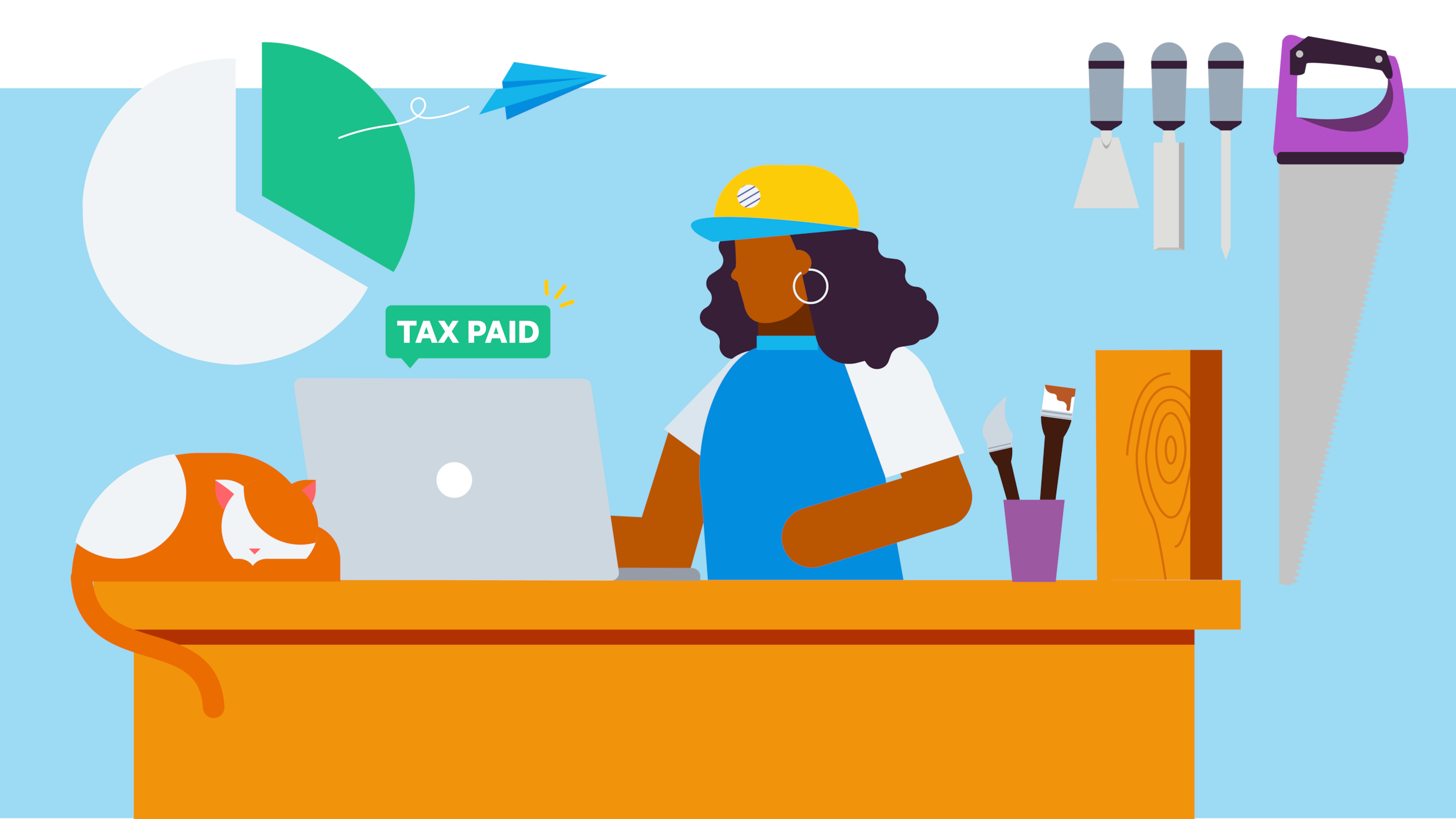 A small business owner paying their tax from a laptop