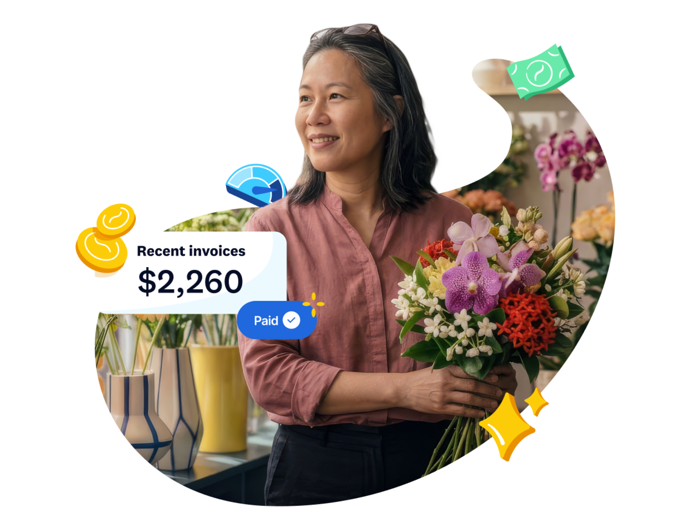 Small business with Xero invoice and payment overlay