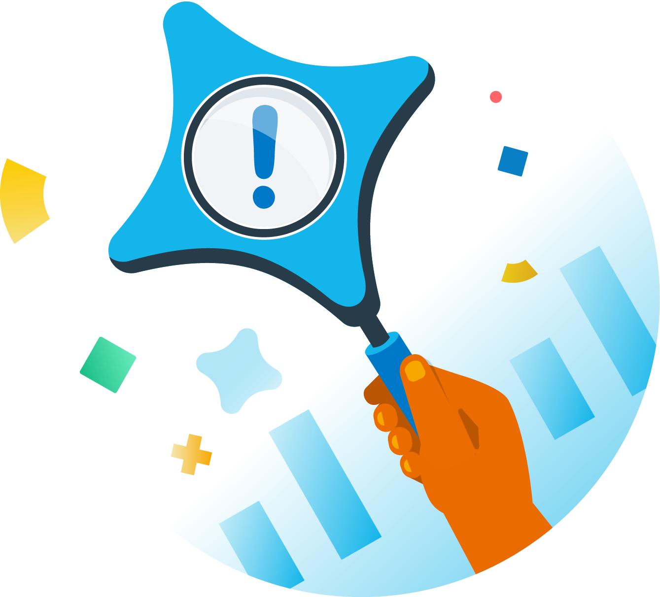 An illustrations of a magnifying glass.