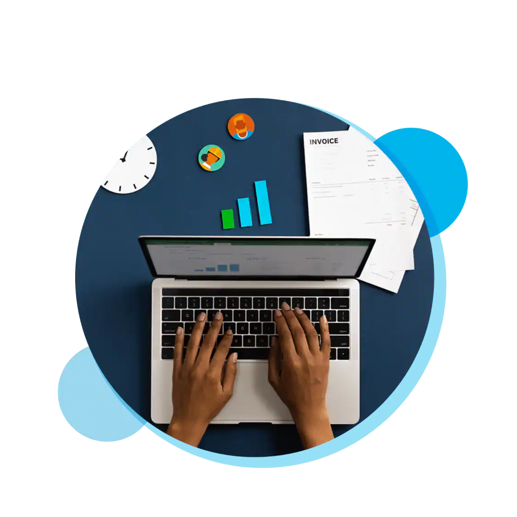 A small business owner uses ERP software for small business on their laptop.