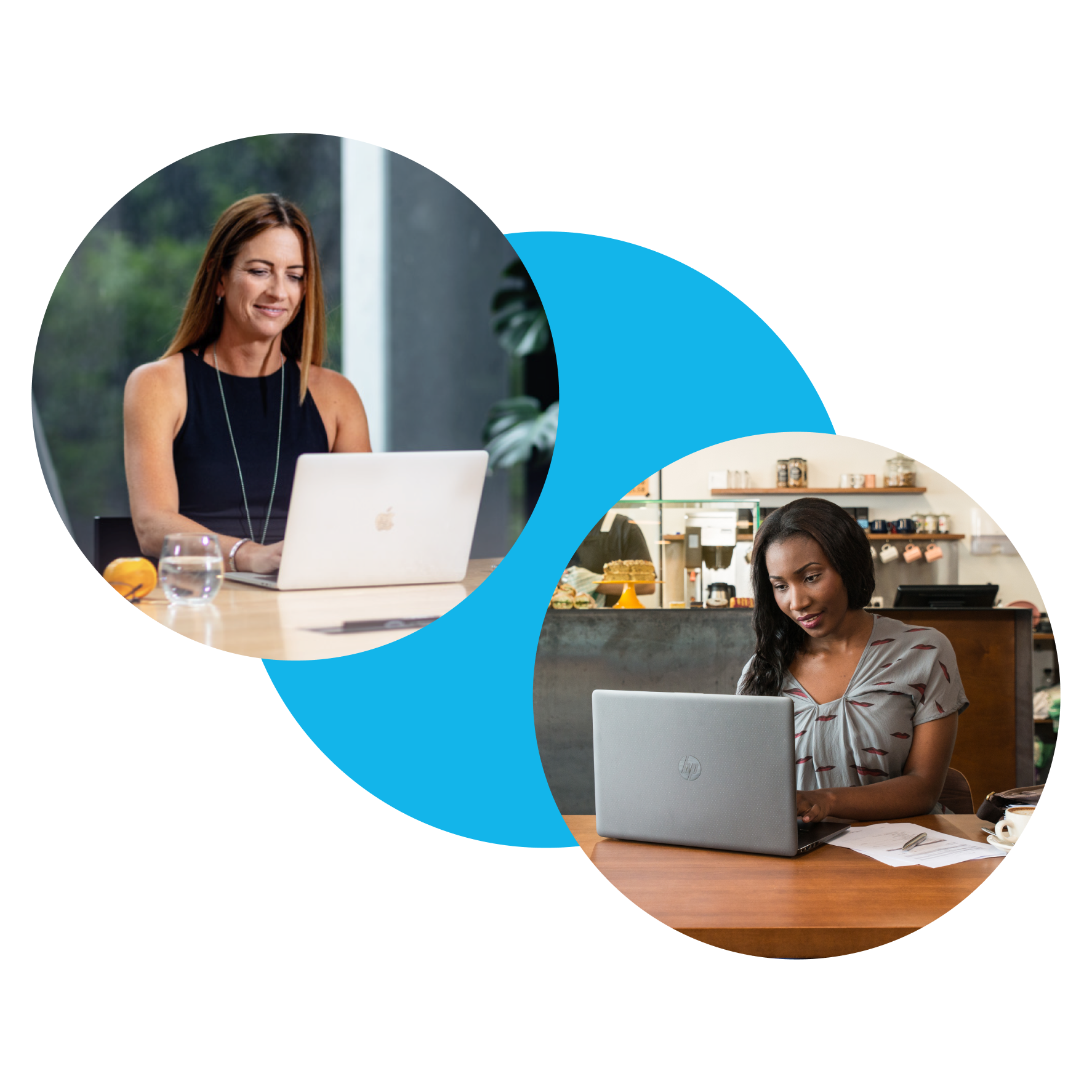 Two people working remotely