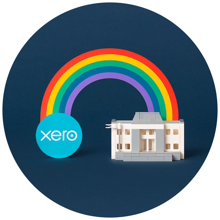 Bank connected to Xero with a rainbow