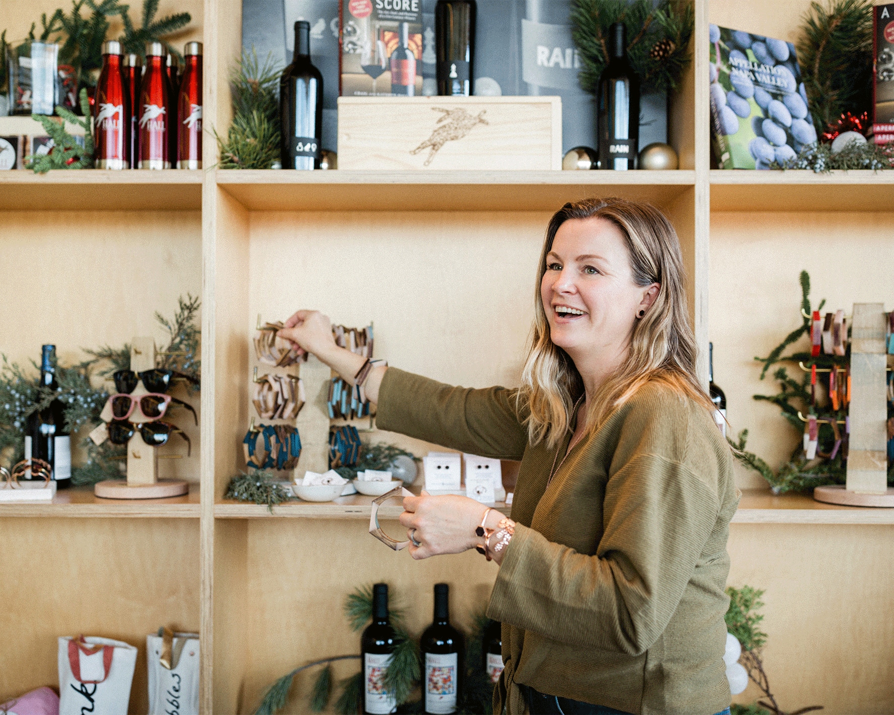 Woman is her retail store
