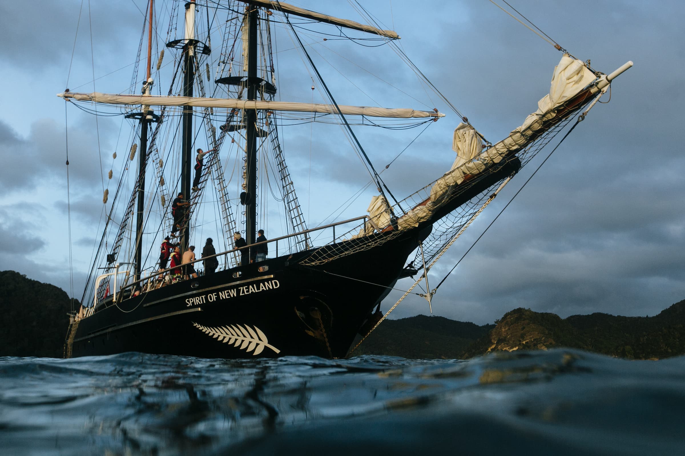 The spirit of adventure ship sailing on the open ocean 