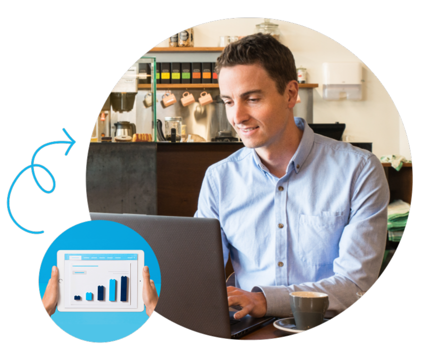 A man using his laptop to get a personalised plan recommendation