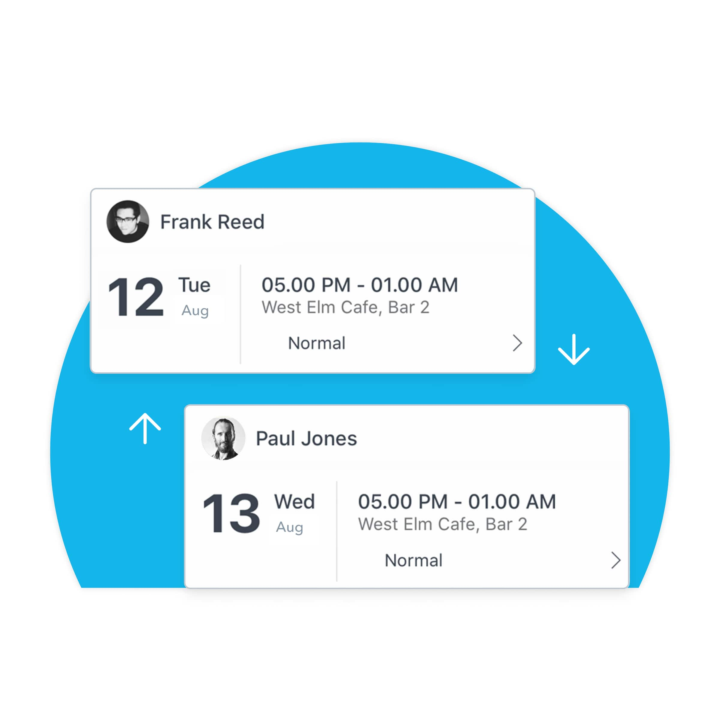 Record of employees’ work days from workforce scheduling software.