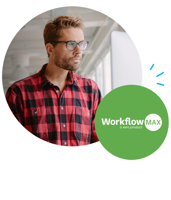 WorkflowMax logo and customer image