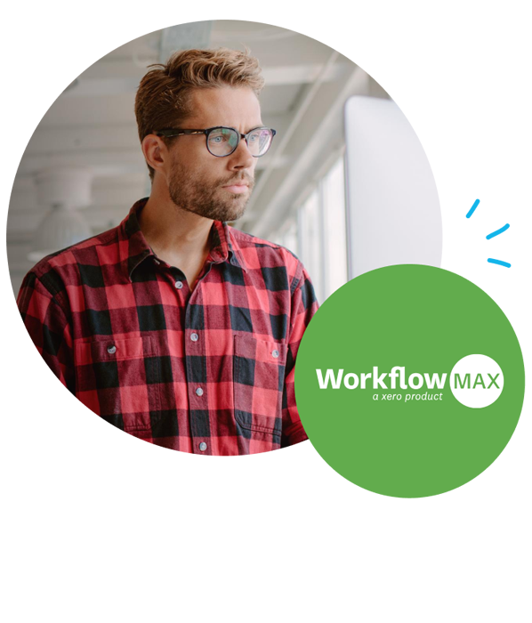 WorkflowMax logo and customer image. WorkflowMax is used for project tracking.