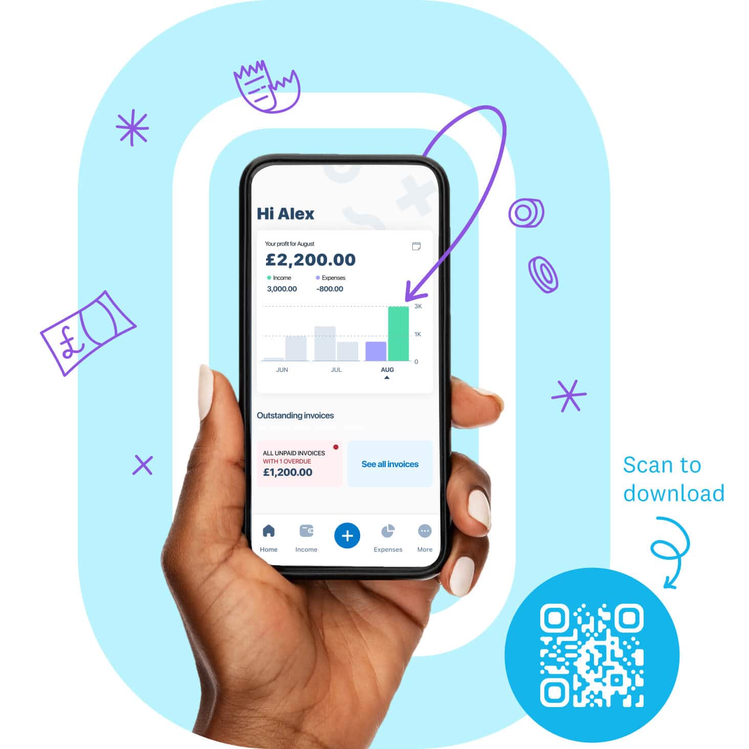 Xero Go app on mobile with QR code