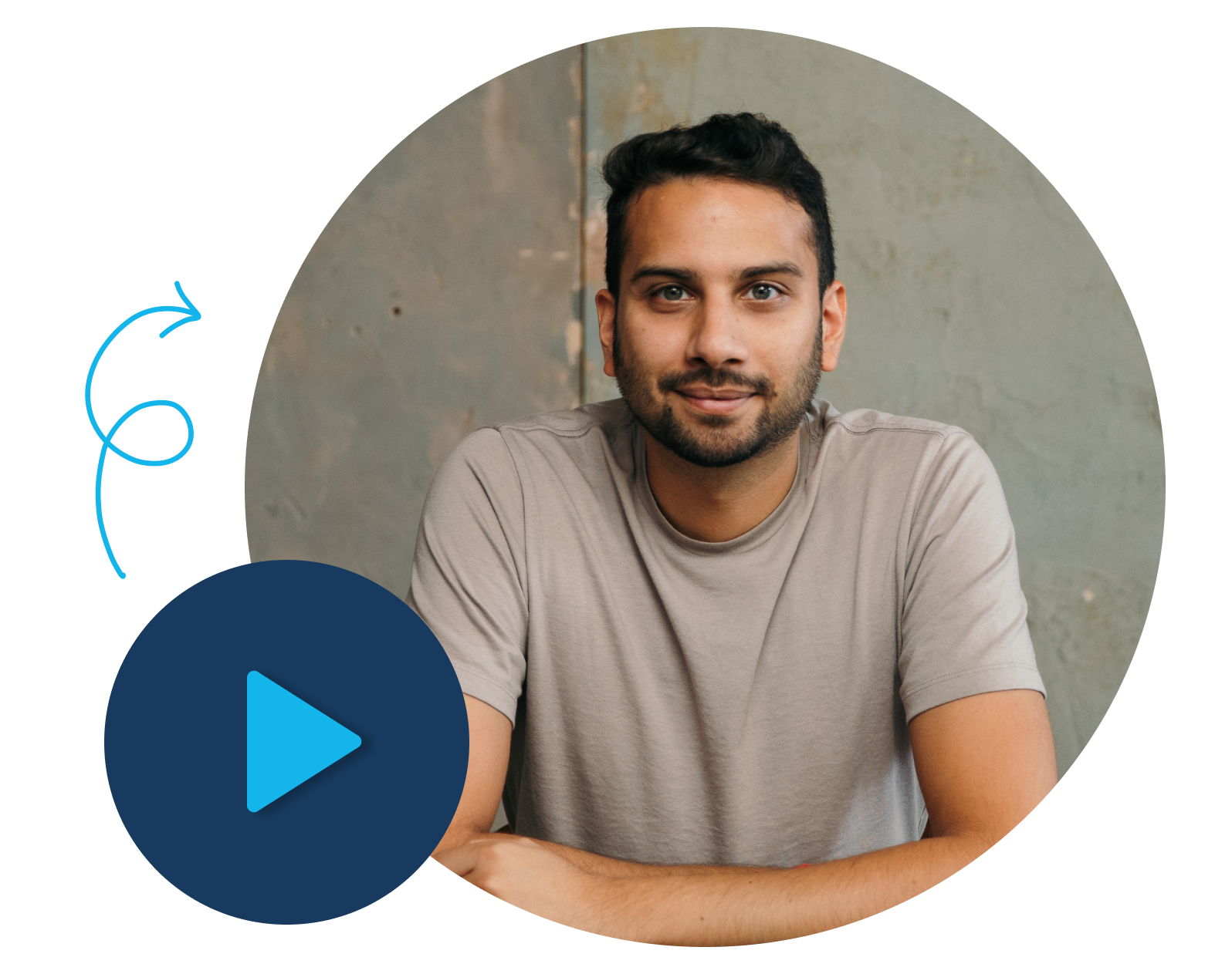 Play button pointing to a headshot of Paras Shah from DSK Partners.
