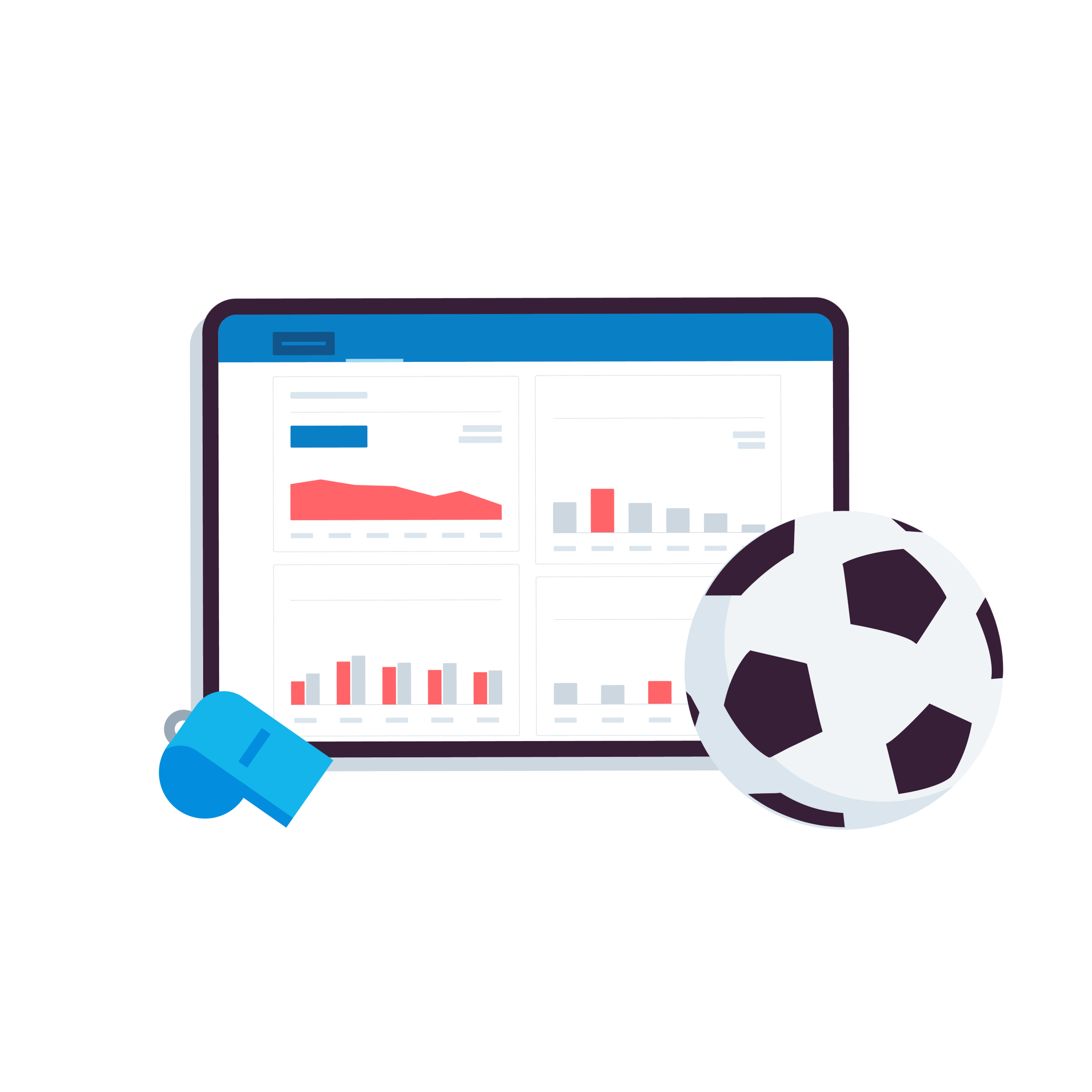 Charts on the Xero dashboard and a football