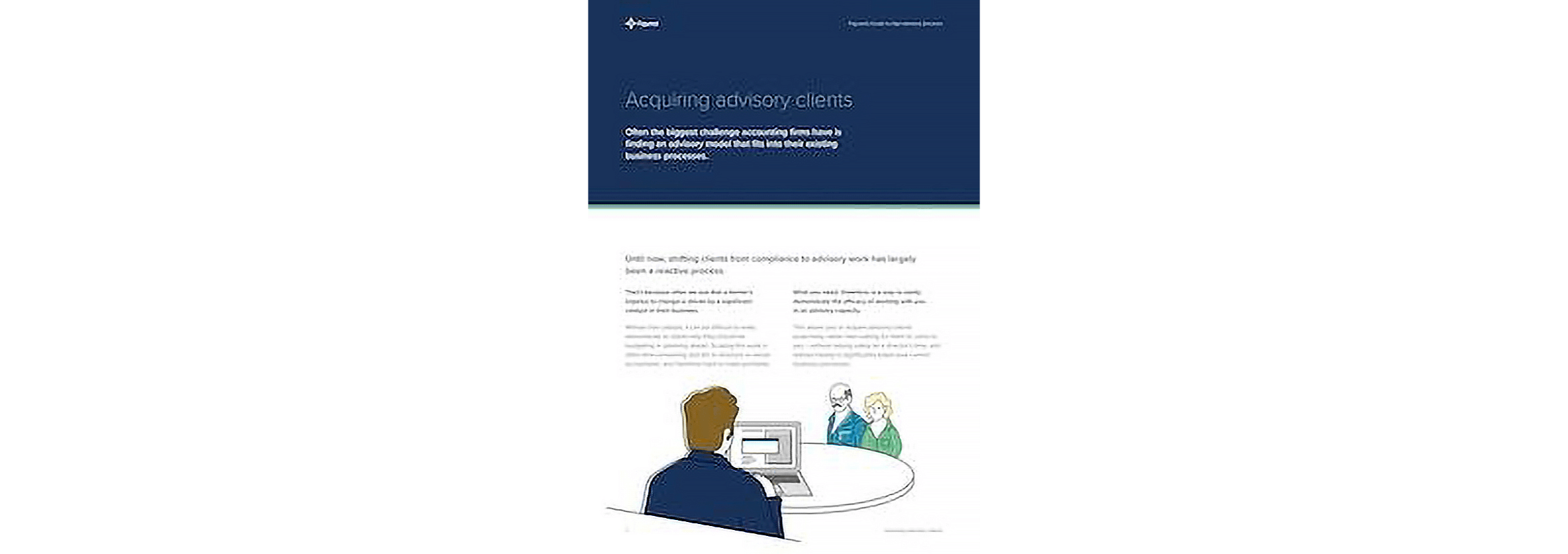 A page from the Figured partner guide to agri accounting services showing an accountant at a table with two clients.